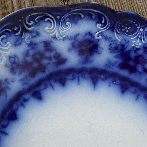 1896-1906 John Maddock & Sons Waverley Flow Blue Oval Serving Platter 12.5" Rare - Picture 12 of 16